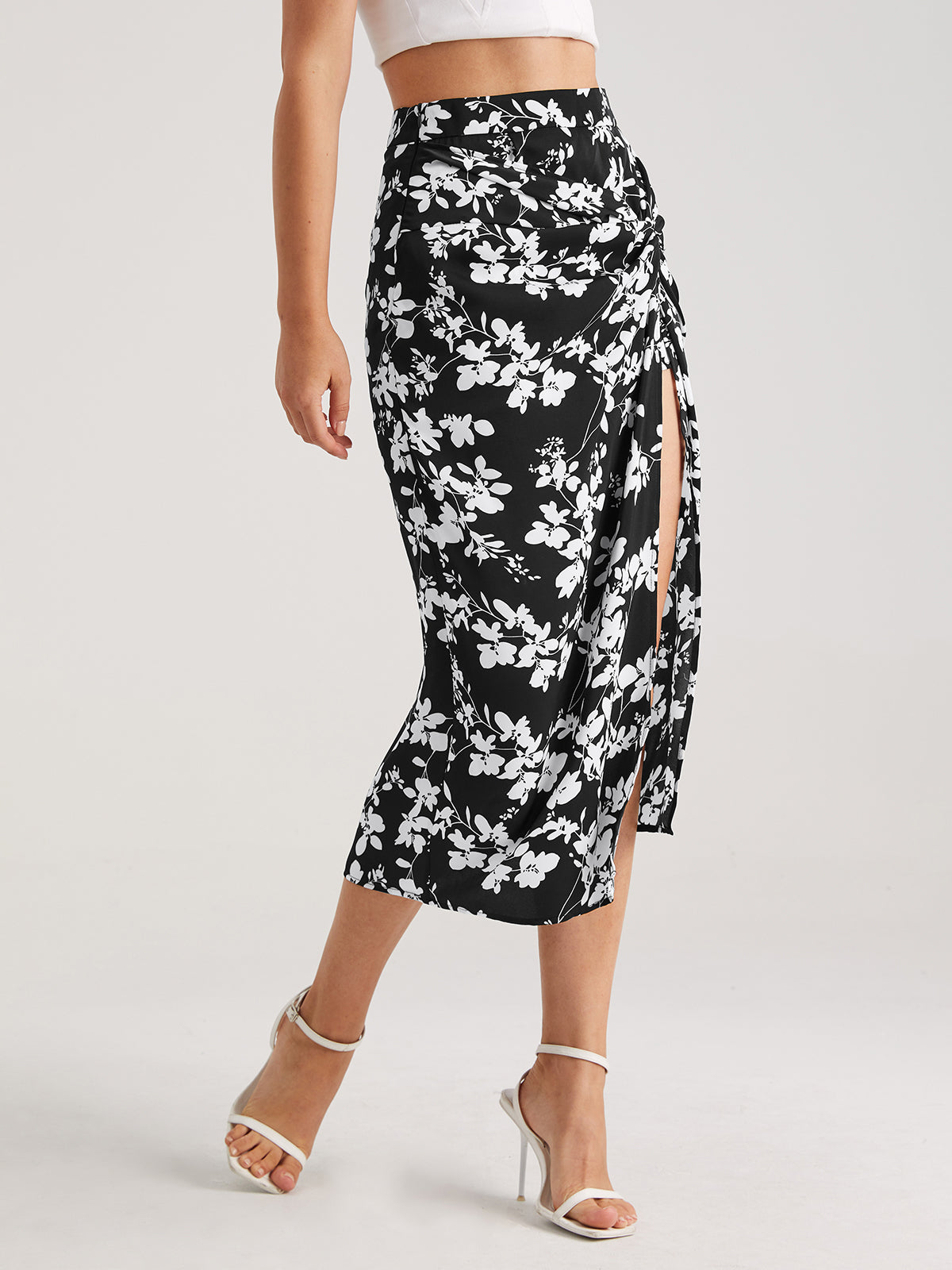 Thecomense - Floral Midi Skirt