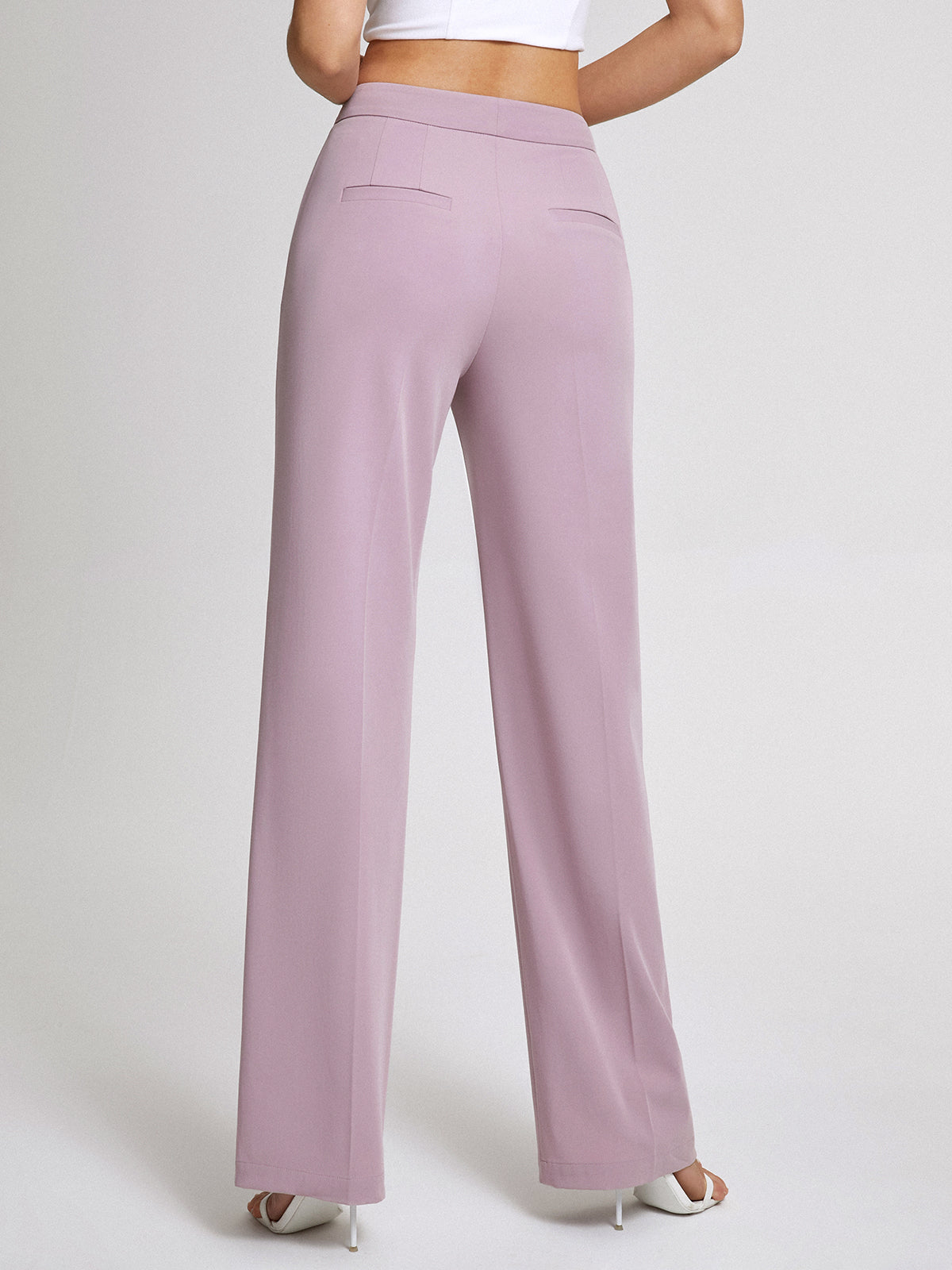 Thecomense - Mauve High Waisted Wide Leg Trousers