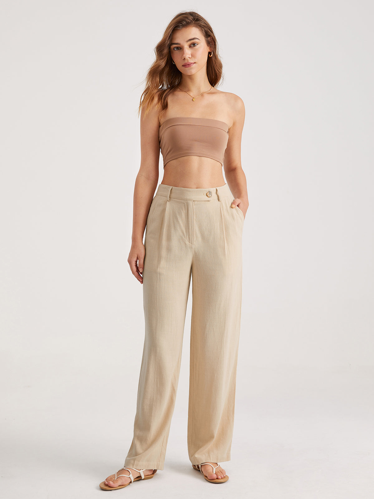 Thecomense - Mid Rise Relaxed Fit Pleat Front Trousers