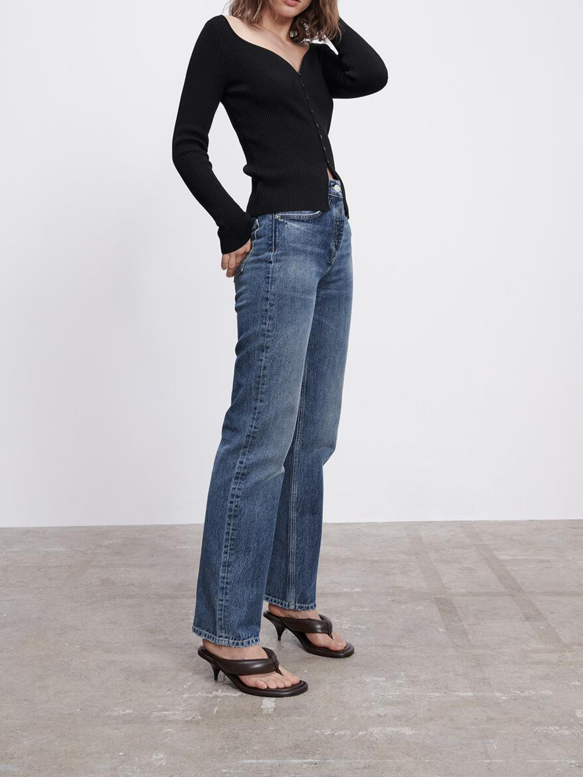 Thecomense - Ribbed Sweetheart Cardigan
