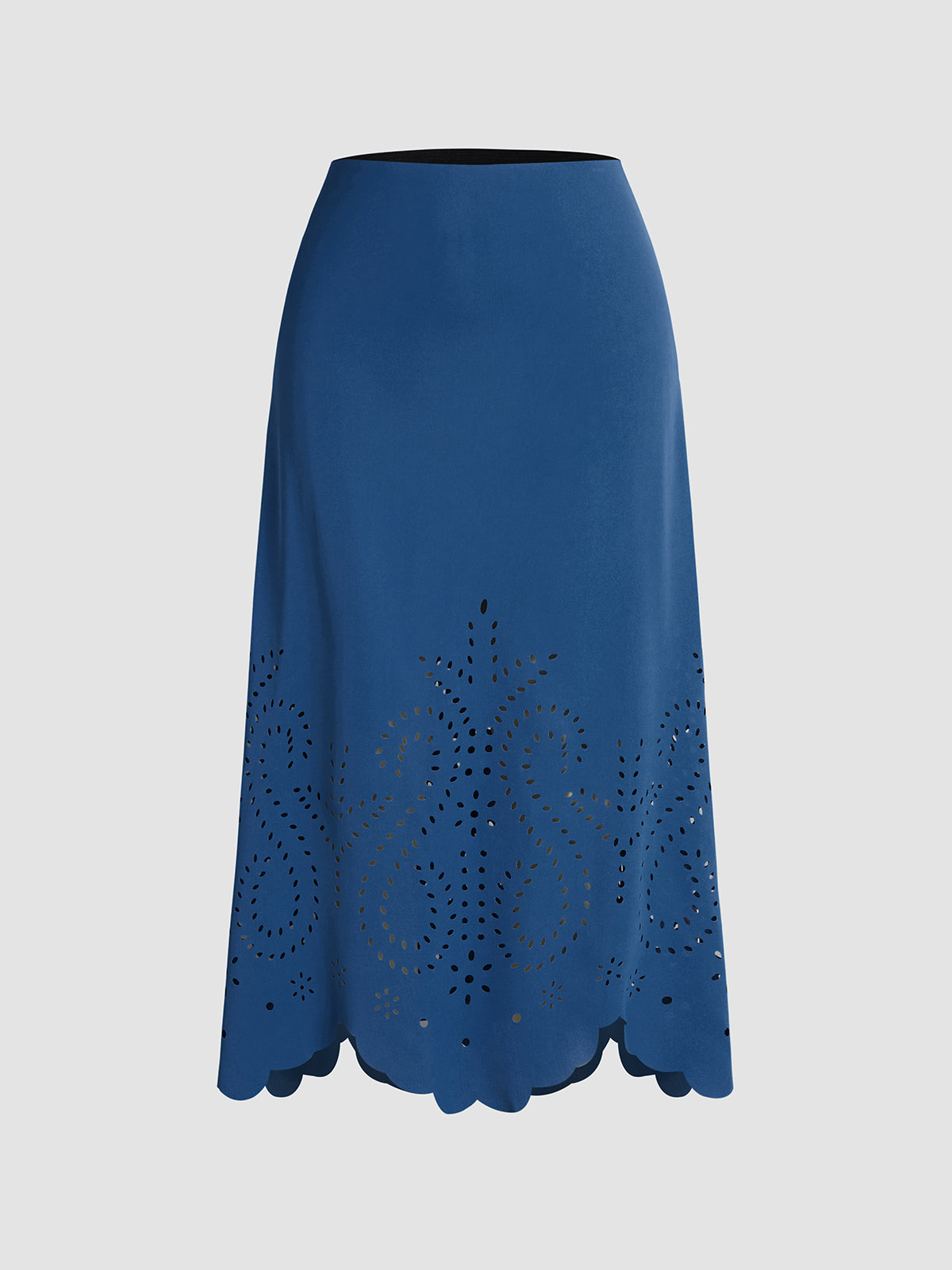 Thecomense - Eyelet High Waisted Midi Skirt