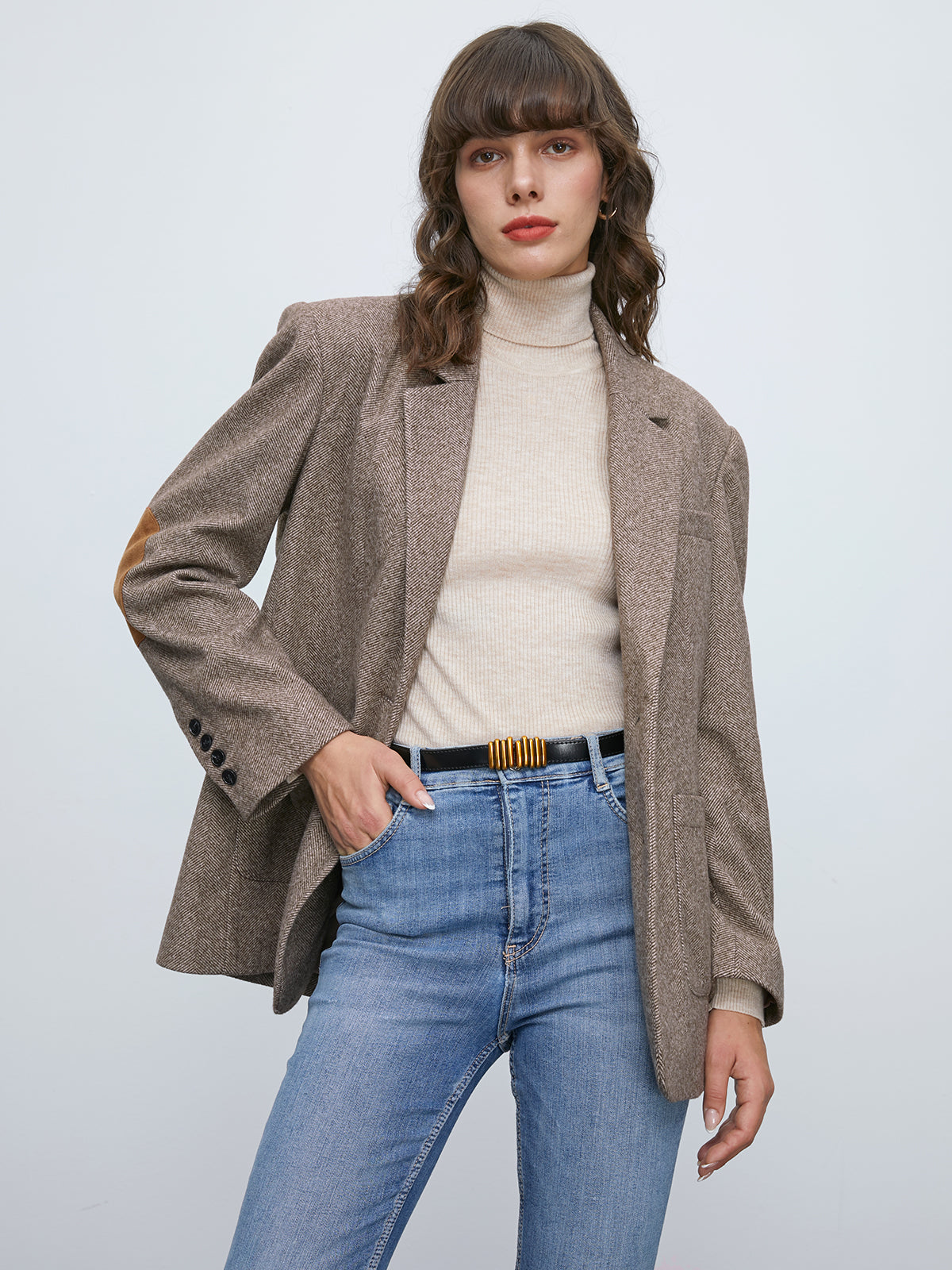 Thecomense - Wool Elbow Patch Blazer