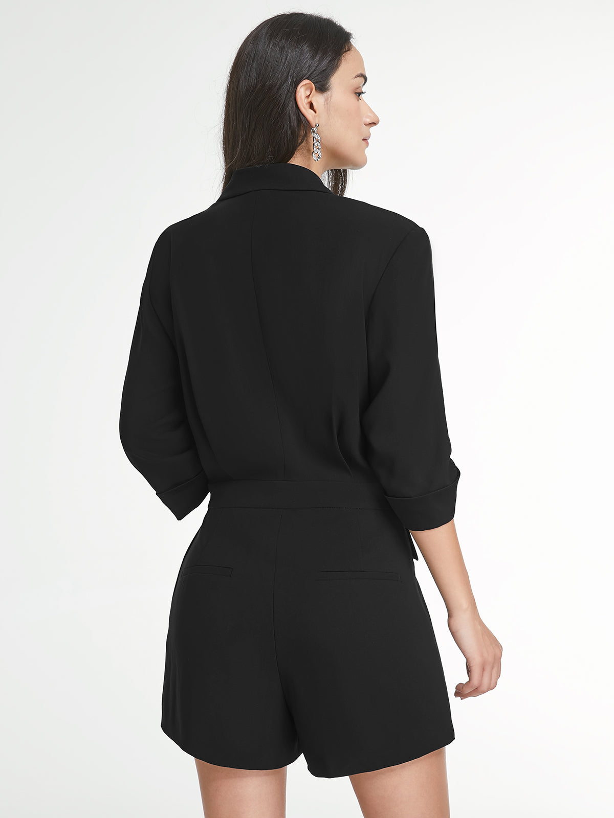 Thecomense - Belt Wrap Long Blazer Romper