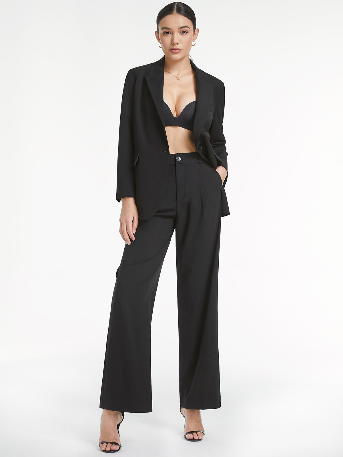 Thecomense - High Waisted Relaxed Straight Leg Trousers