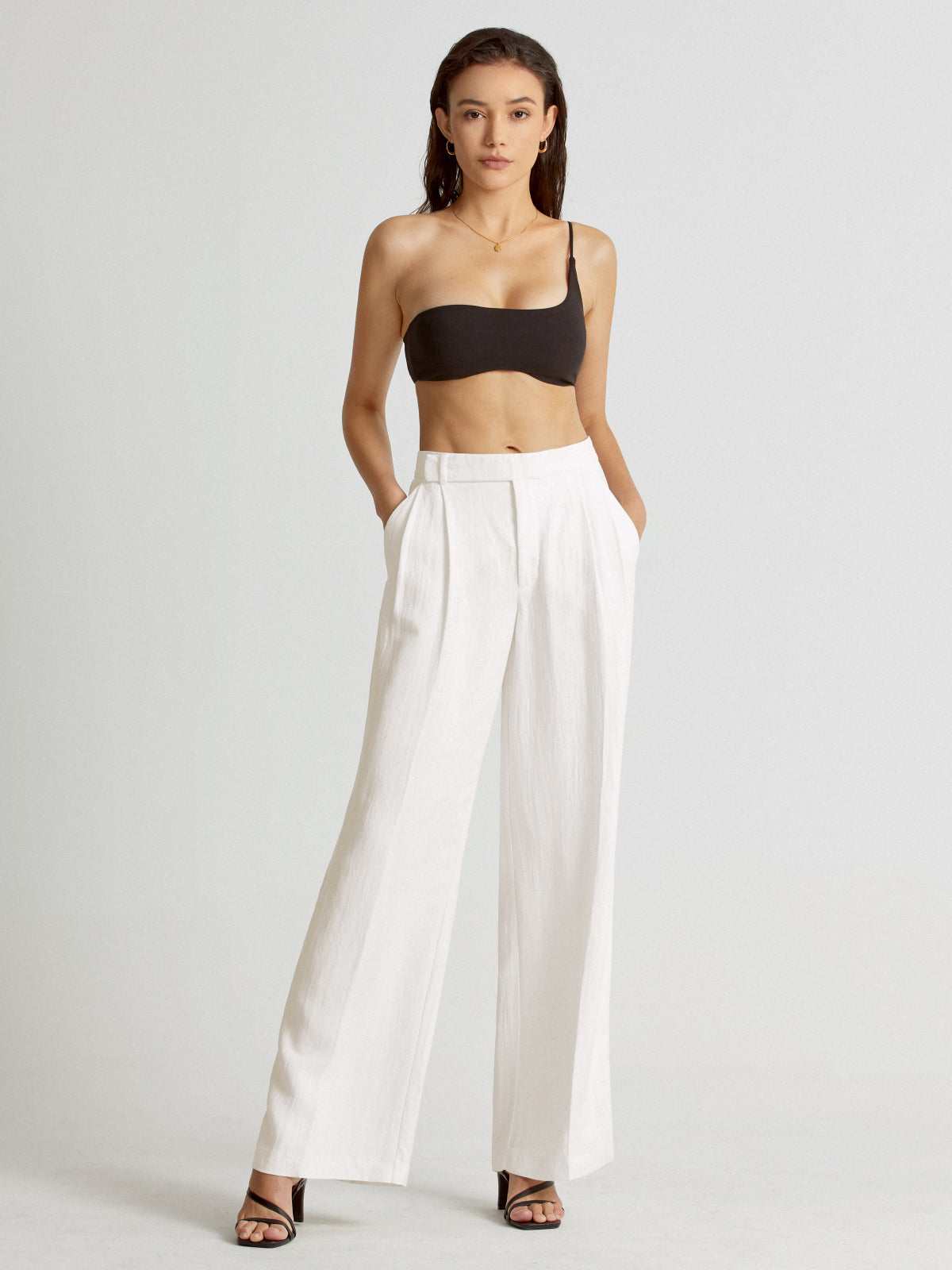 Thecomense - High Waisted Wide Leg Linen Pants