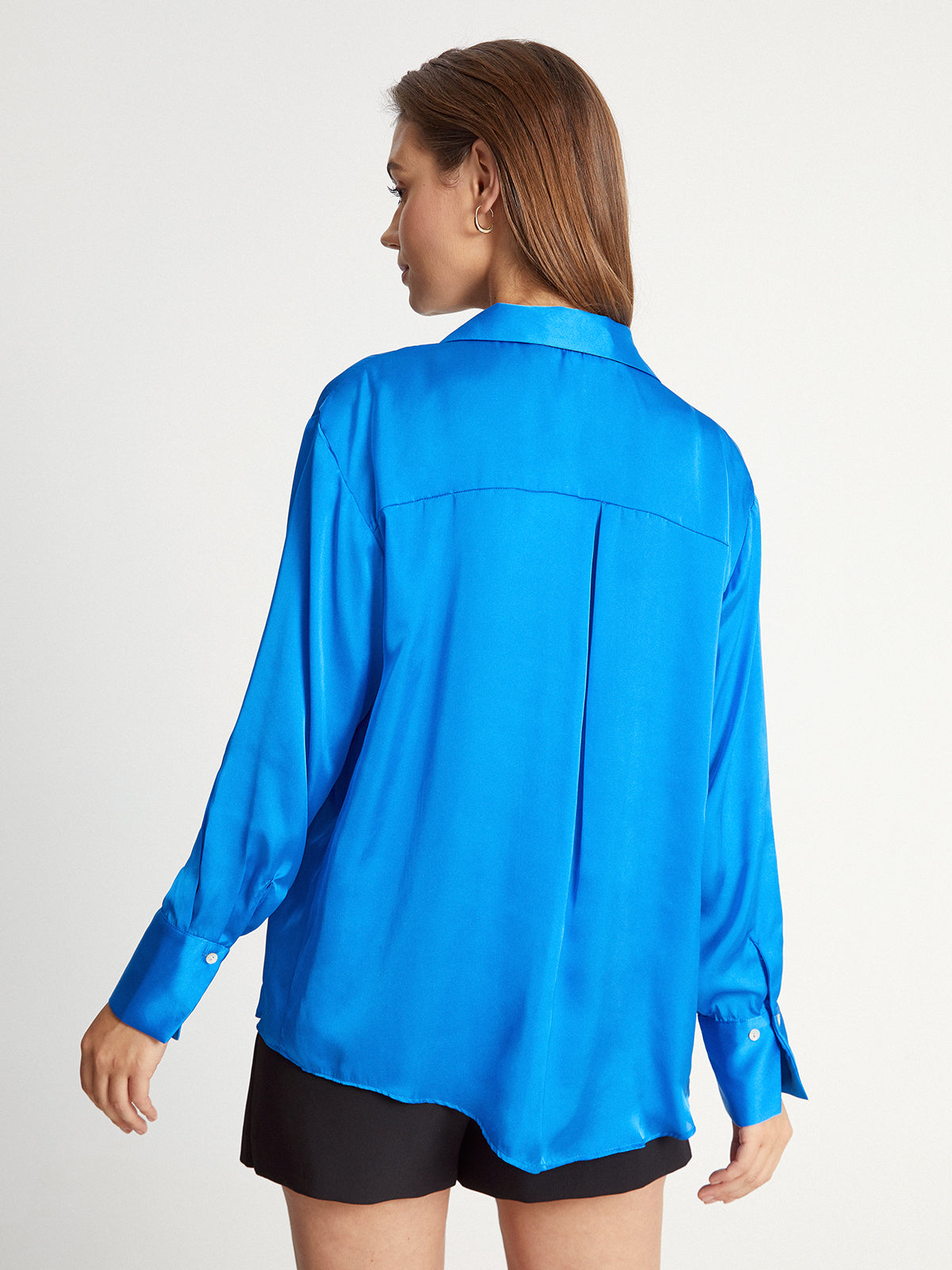 Thecomense - Satin Relaxed Fit Button Up Dress Shirt