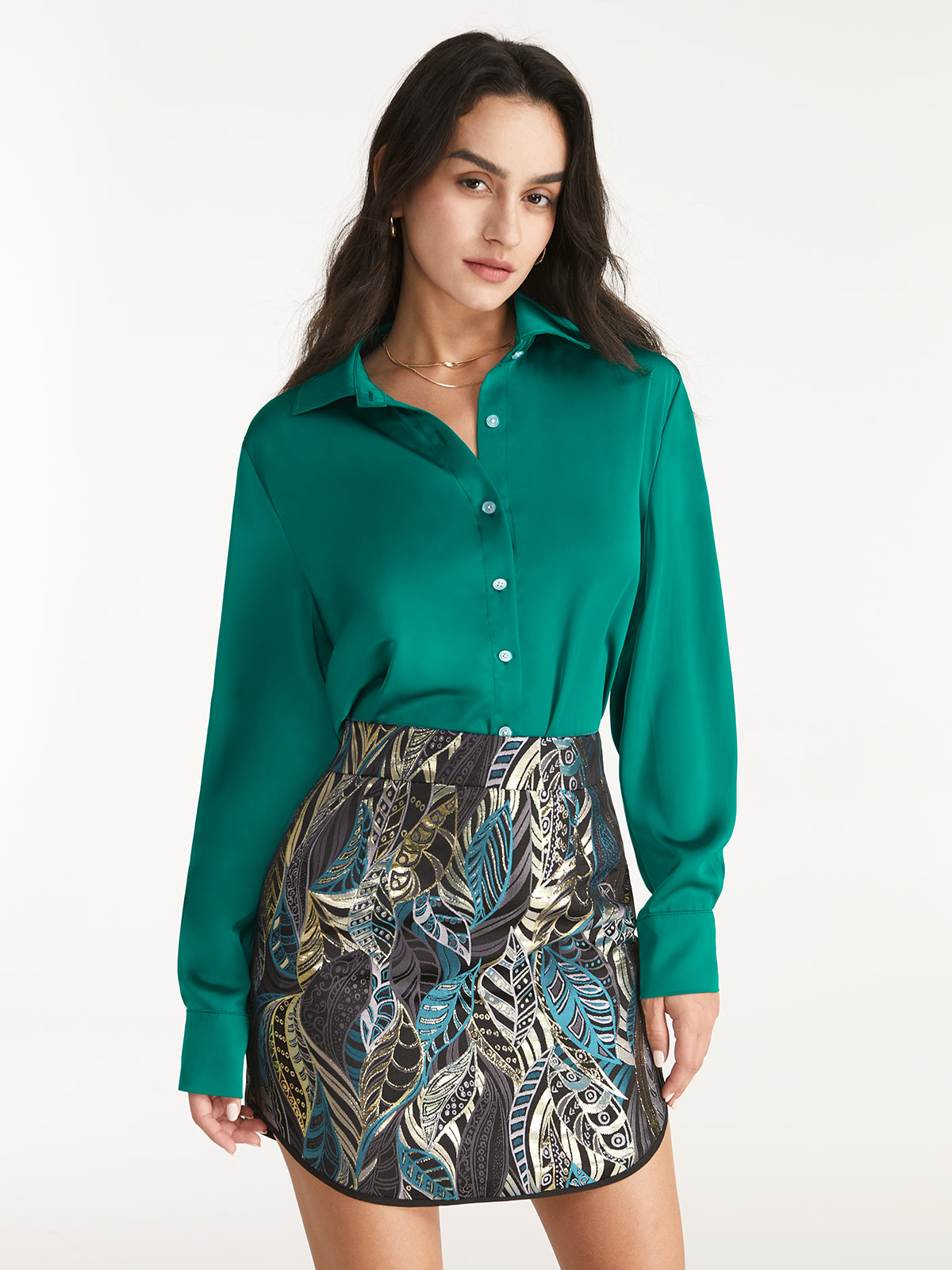Thecomense - Collared Button Up Emerald Green Shirt