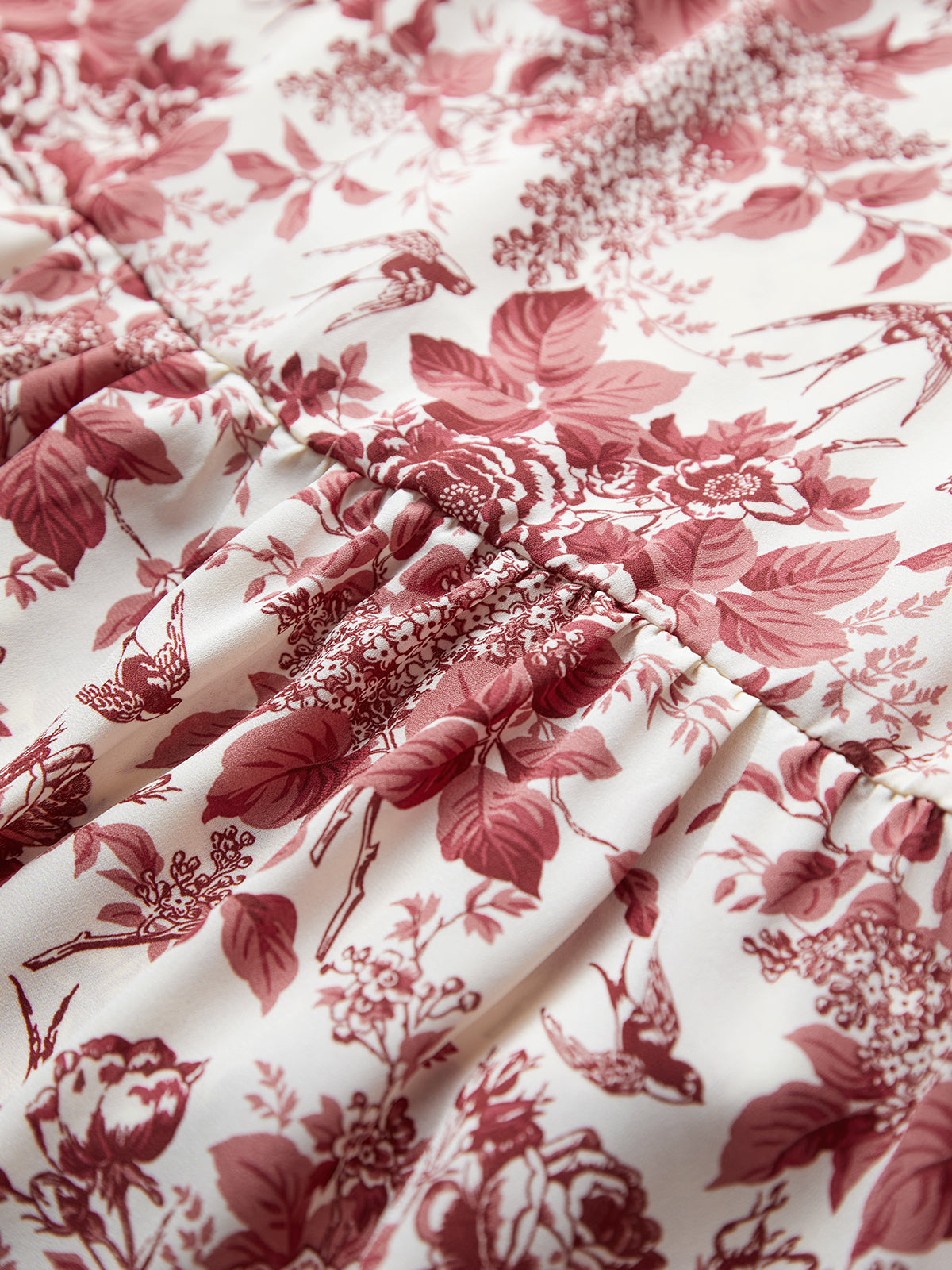 Thecomense - Rosy Bush Floral Strap Midi Dress