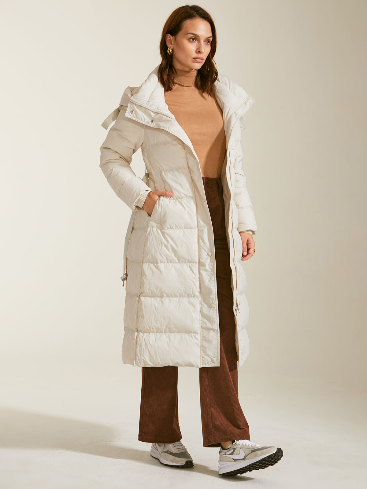 Thecomense - Belted Long Down Puffer Coat