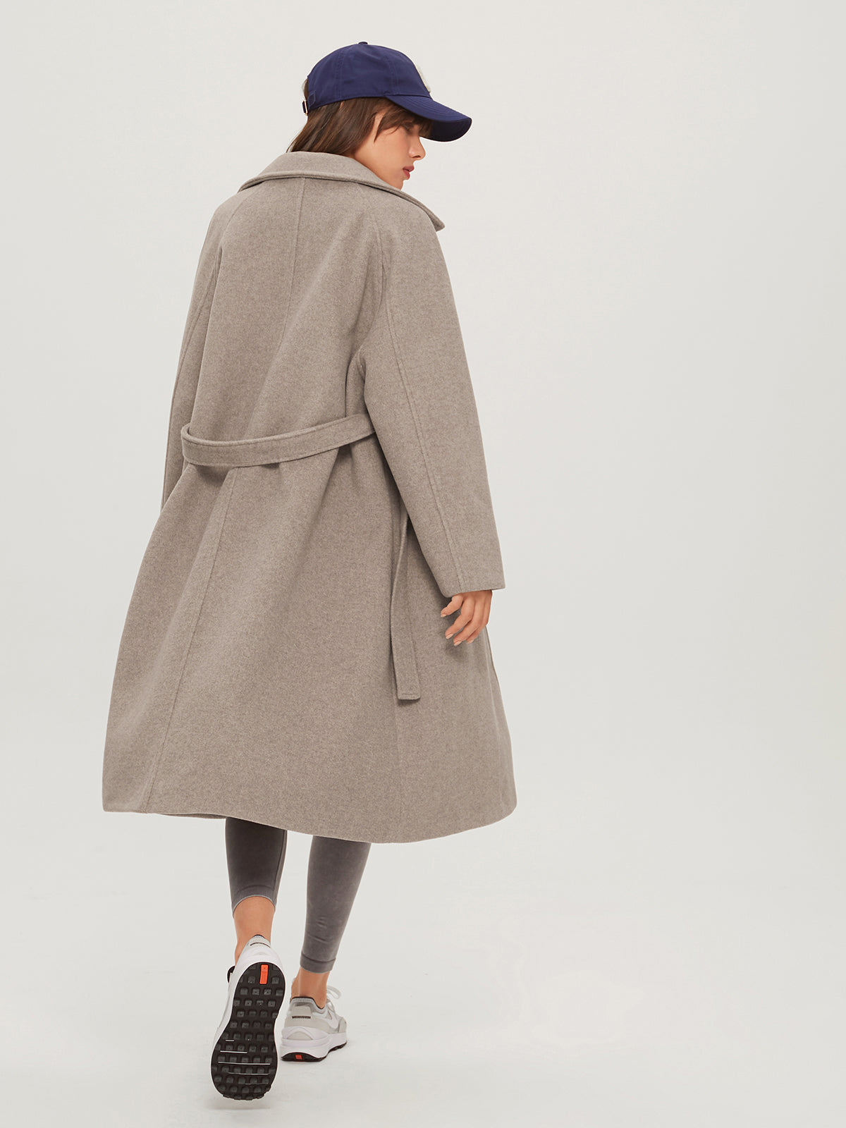 Thecomense - Brushed Wool Belted Long Overcoat
