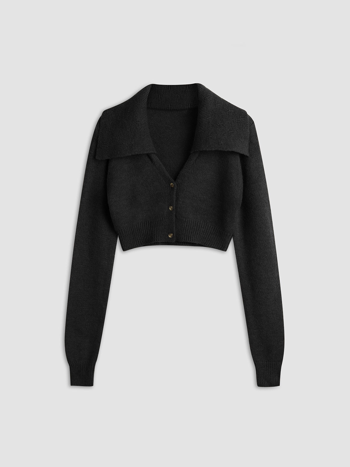 Thecomense - Cropped Cardigan with Collar