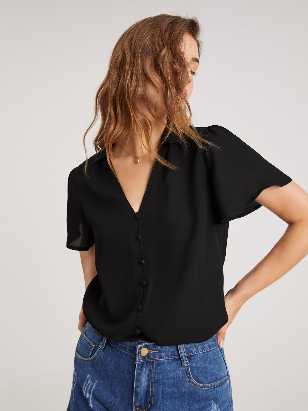 Thecomense - Solid Button Up Shirt