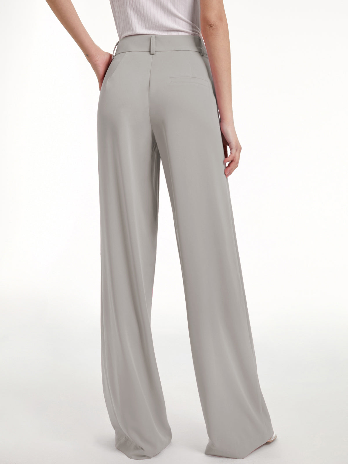 Thecomense - High Waisted Wide Leg Regular Fit Trousers