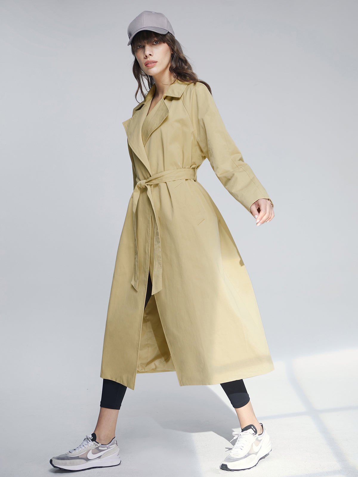 Thecomense - Long Double Breasted Lapel Lightweight Trench Coat