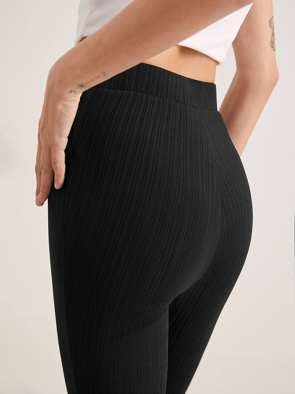Thecomense - High Waisted Essential Seam Detail Flare Pants