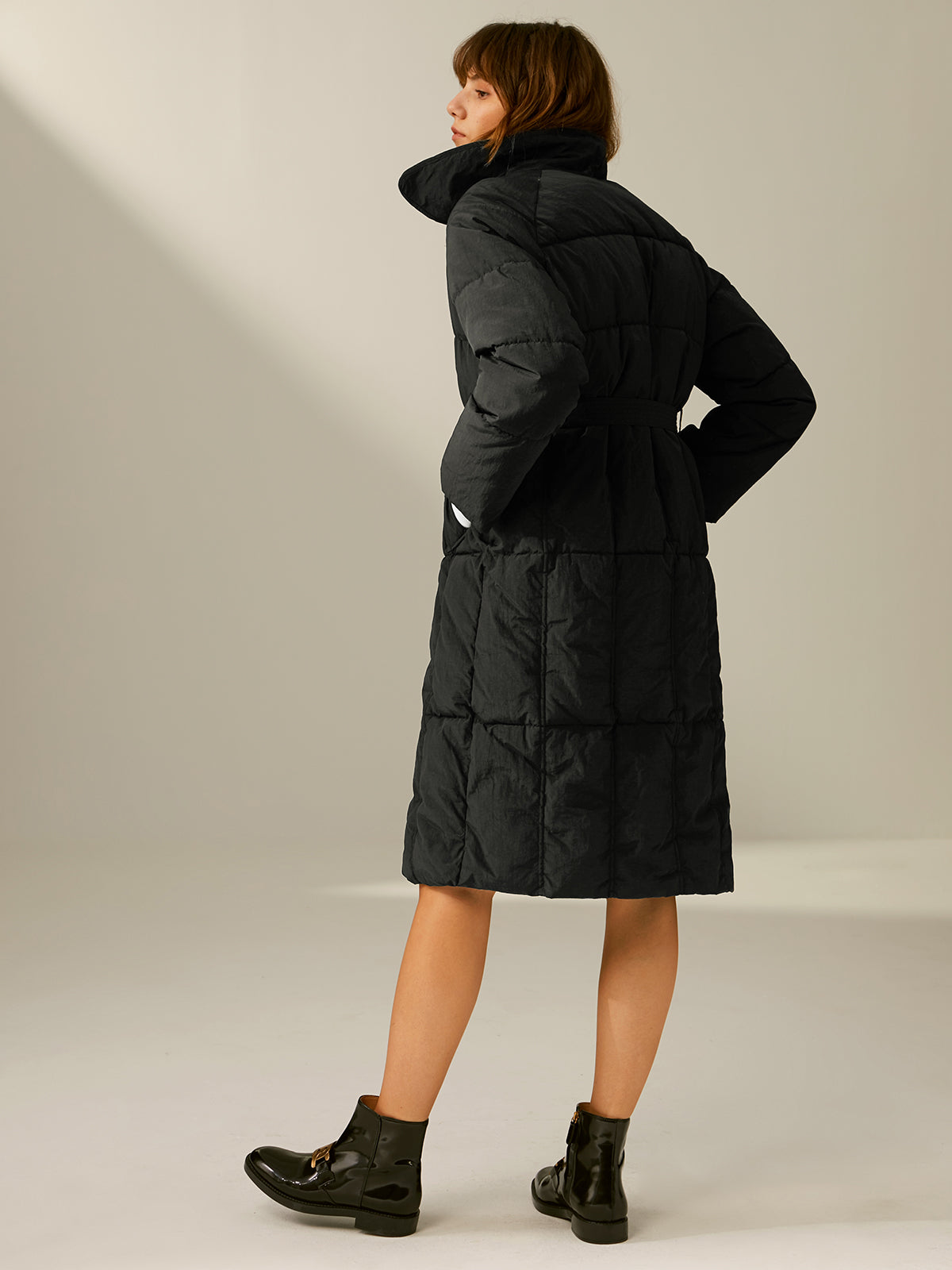 Thecomense - Collared Button Front Long Puffer Jacket