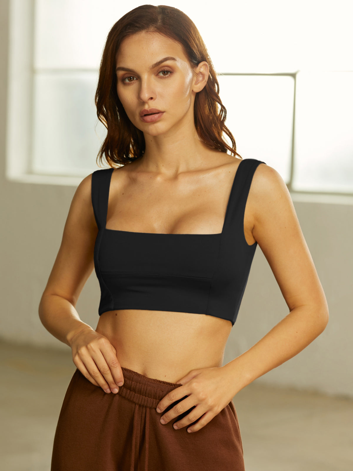 Thecomense - Square Neck Wide Strap Mini Tank Top