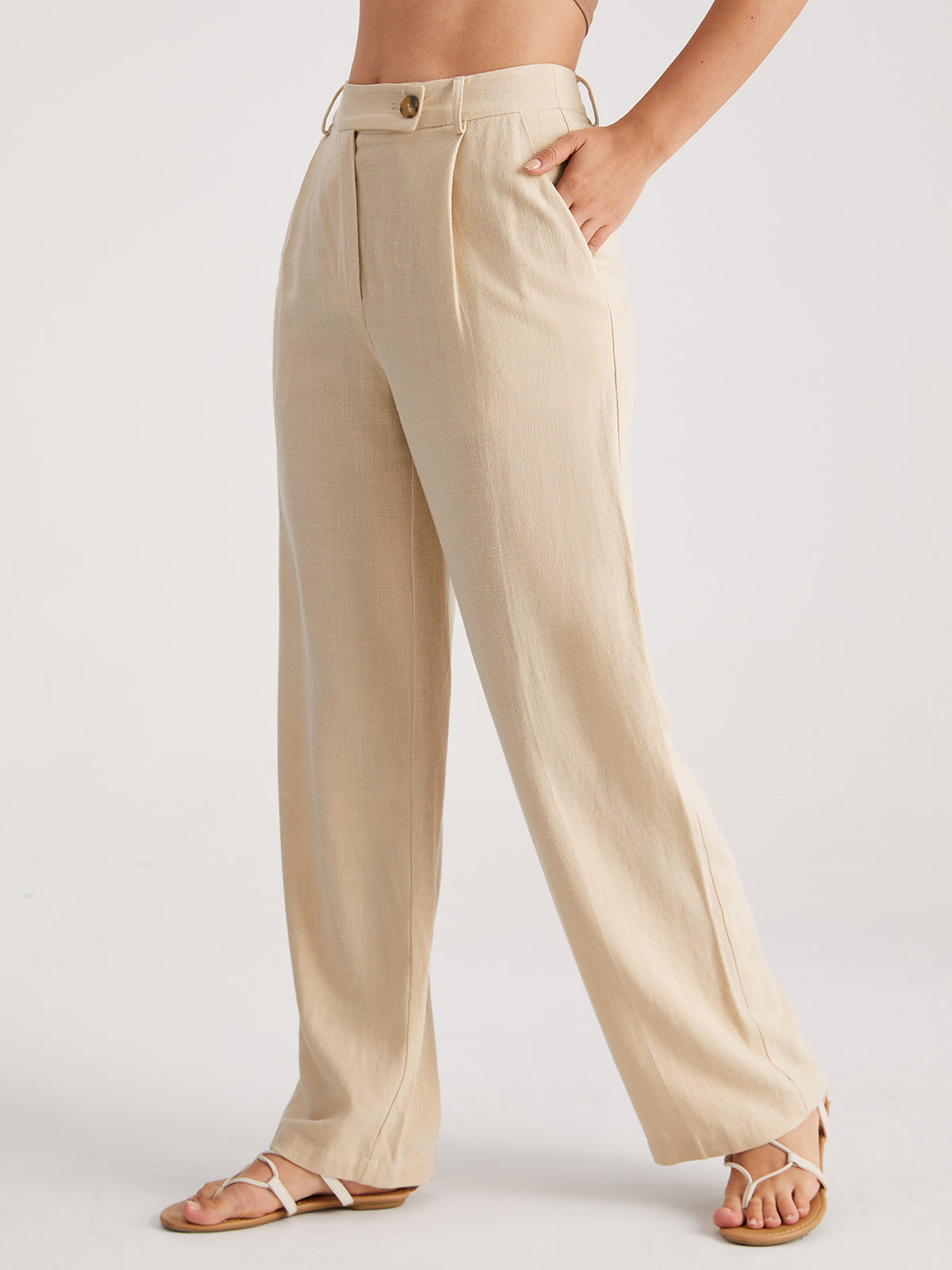 Thecomense - Mid Rise Relaxed Fit Pleat Front Trousers