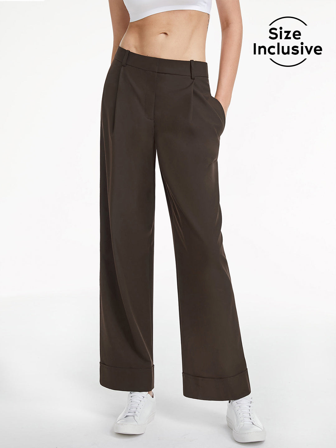 Thecomense - Mid Rise Wide Boxy Leg Trousers