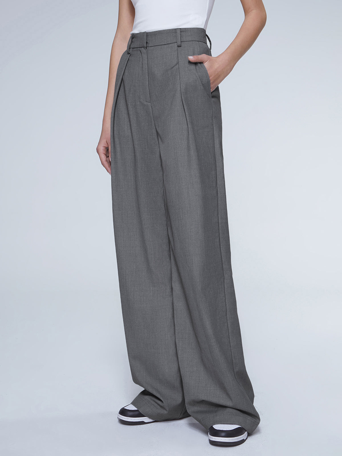 Thecomense - Oversized High Waisted Pleat Front Trousers