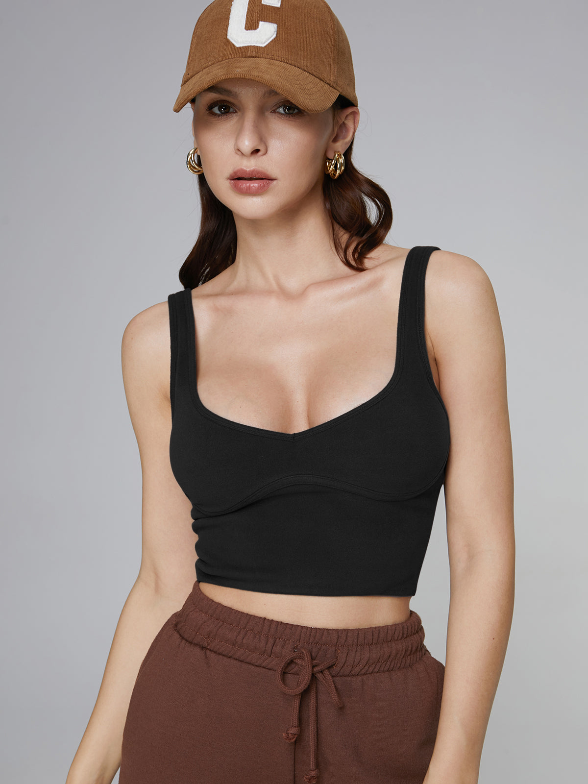 Thecomense - Balck Contour Crop Tank