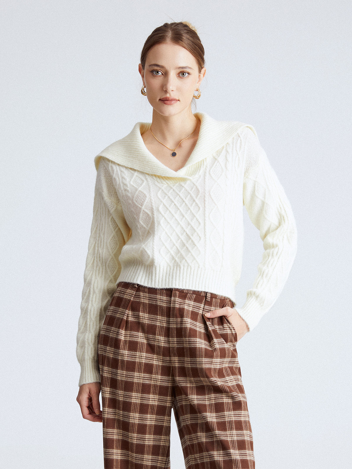 Thecomense - Kiss Under Mistletoe Cable Knit Sweater