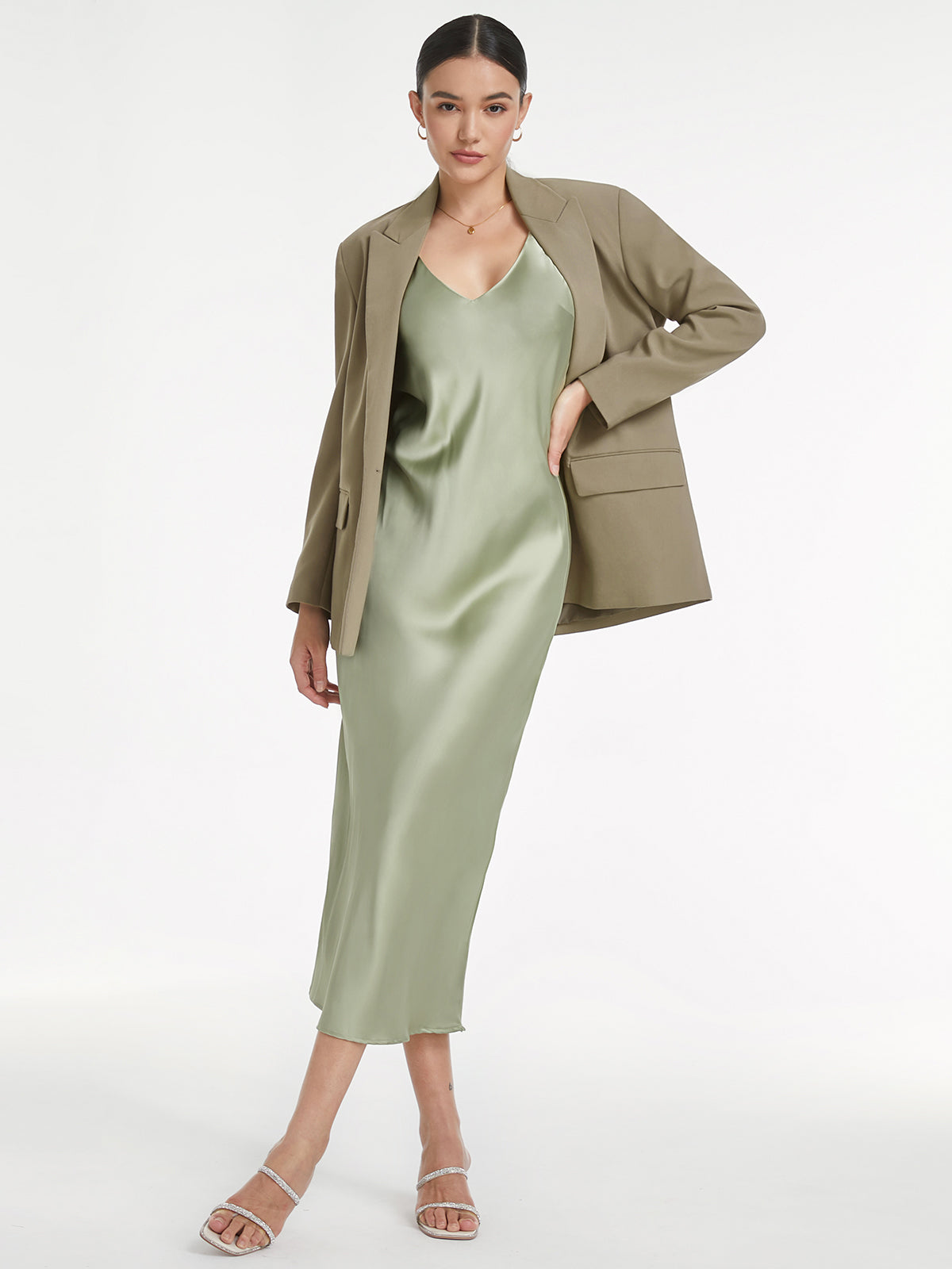 Thecomense - Double Breasted Peak Lapel Blazer