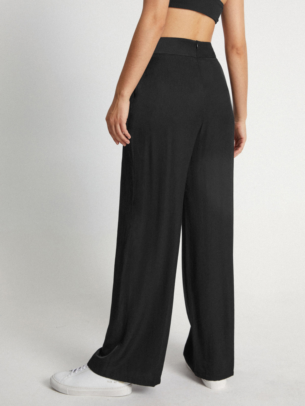 Thecomense - High Waisted Sleek Pleat Wide Leg Trousers