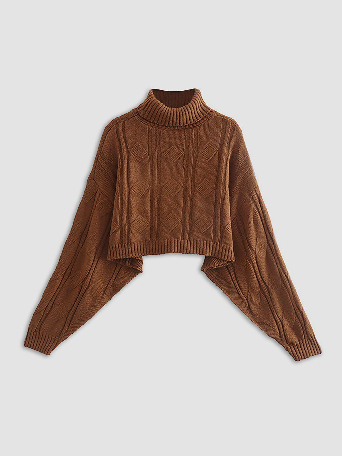 Thecomense - Fall Leaves Dream Cable Knit Mockneck Sweater