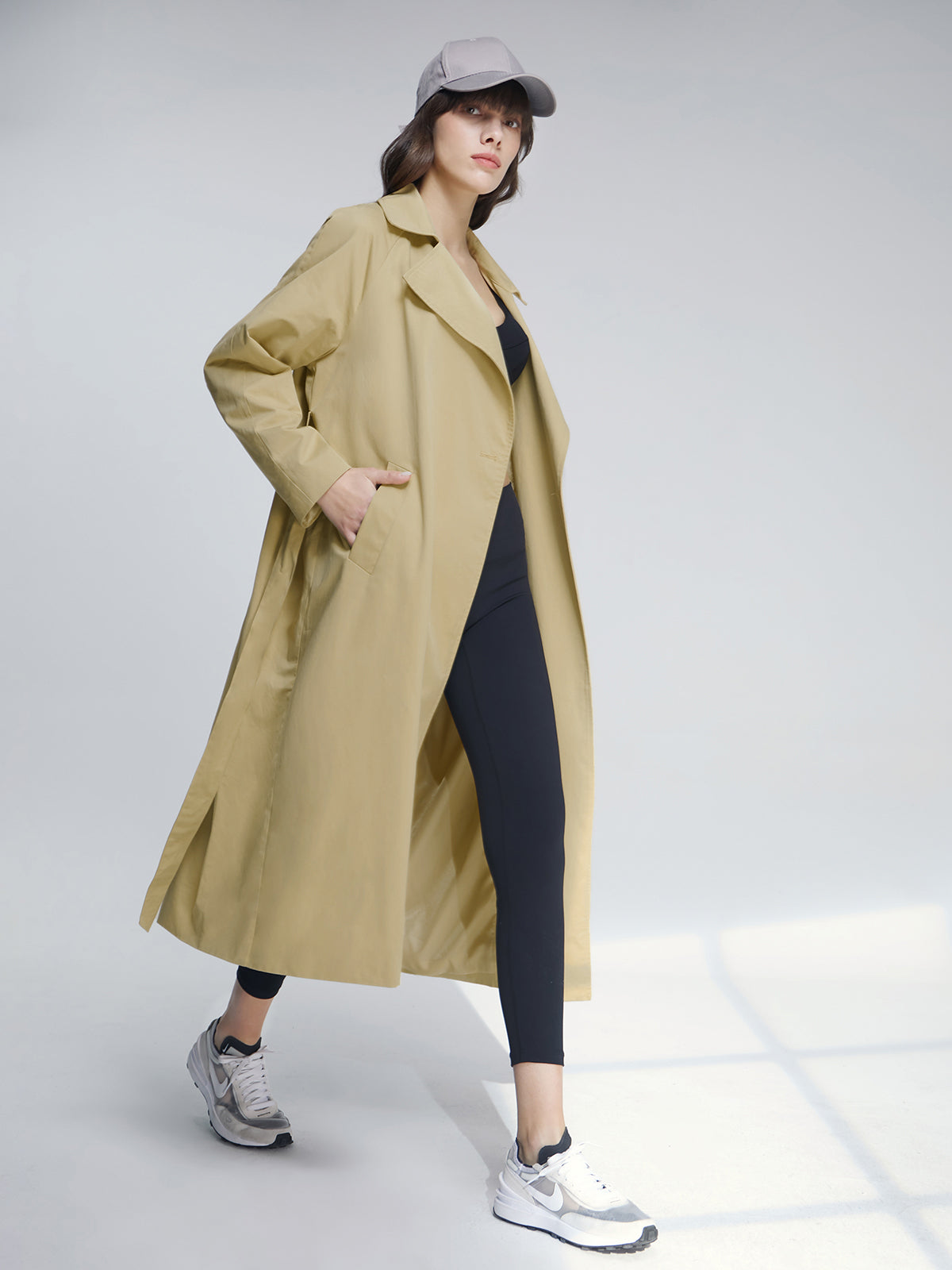 Thecomense - Long Double Breasted Lapel Lightweight Trench Coat