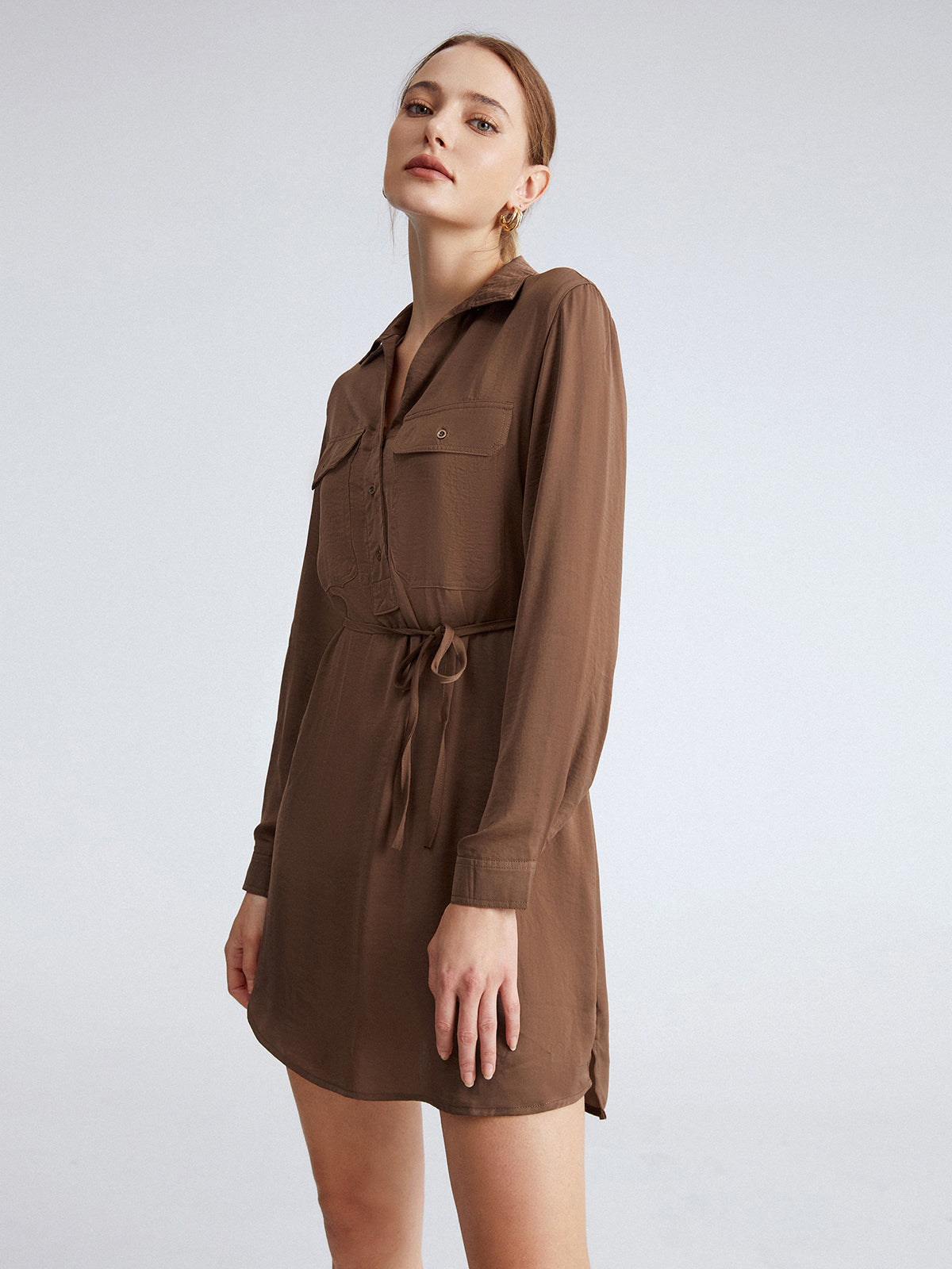 Thecomense - Cappuccino Run Satin String Dress