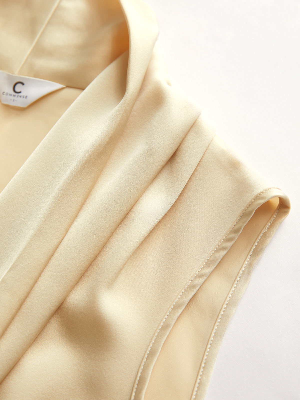 Thecomense - Sleeveless Shoulder Pleat Wrap Top