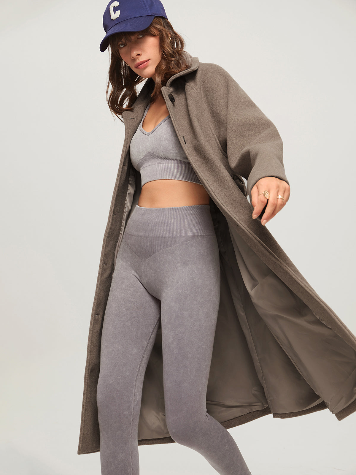 Thecomense - Brushed Wool Belted Long Overcoat