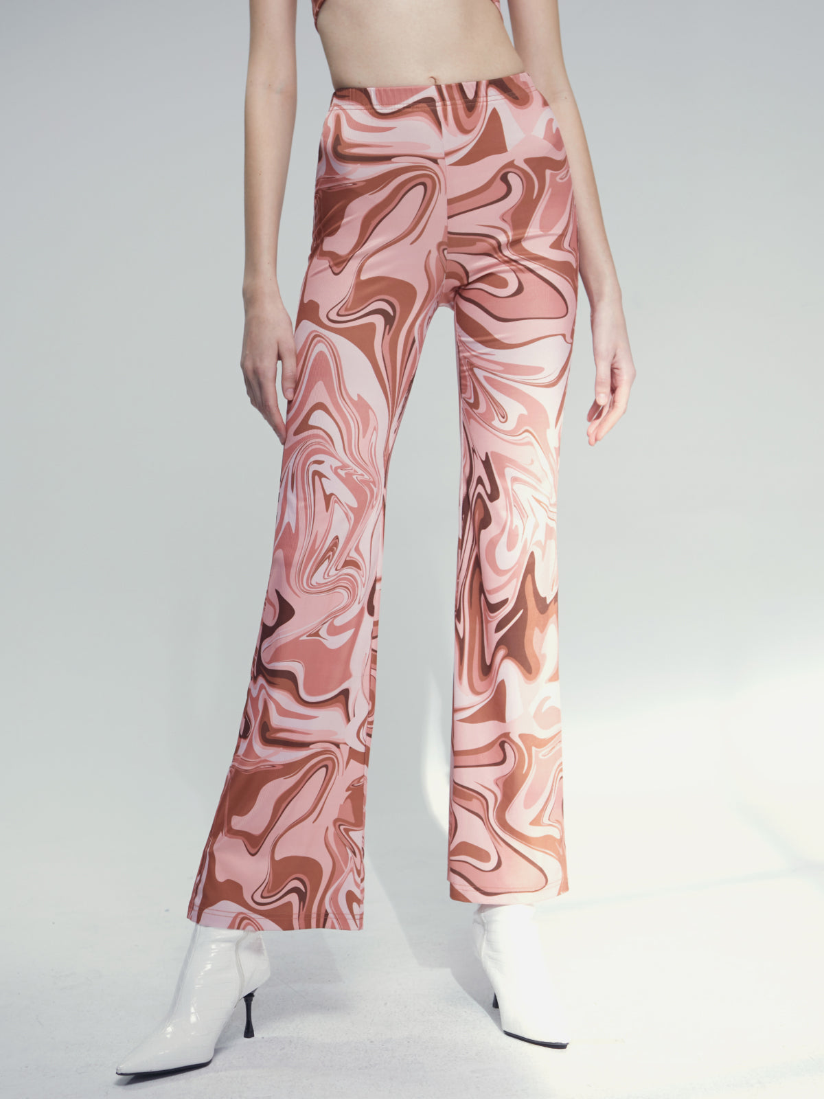 Thecomense - Groovy Halter Bralette and High Waisted Flare Pants Set