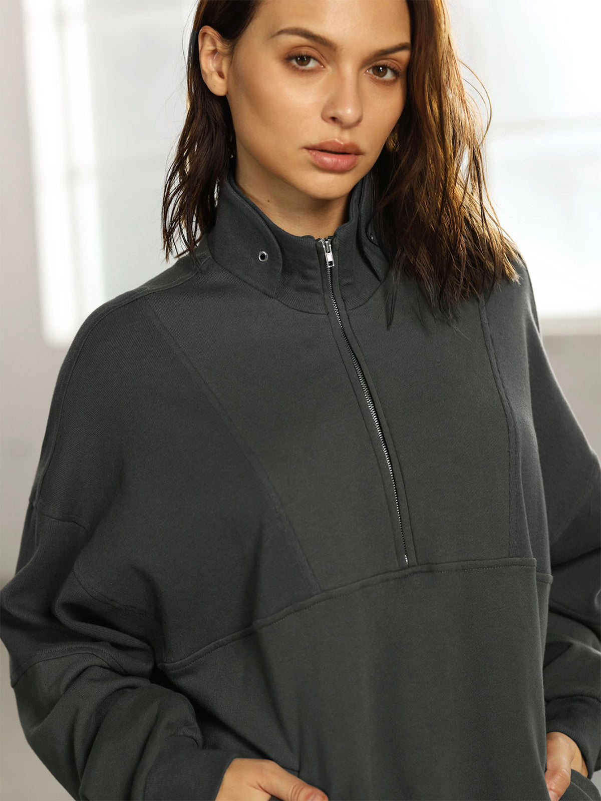 Thecomense - Oversized Zip Sweatshirt