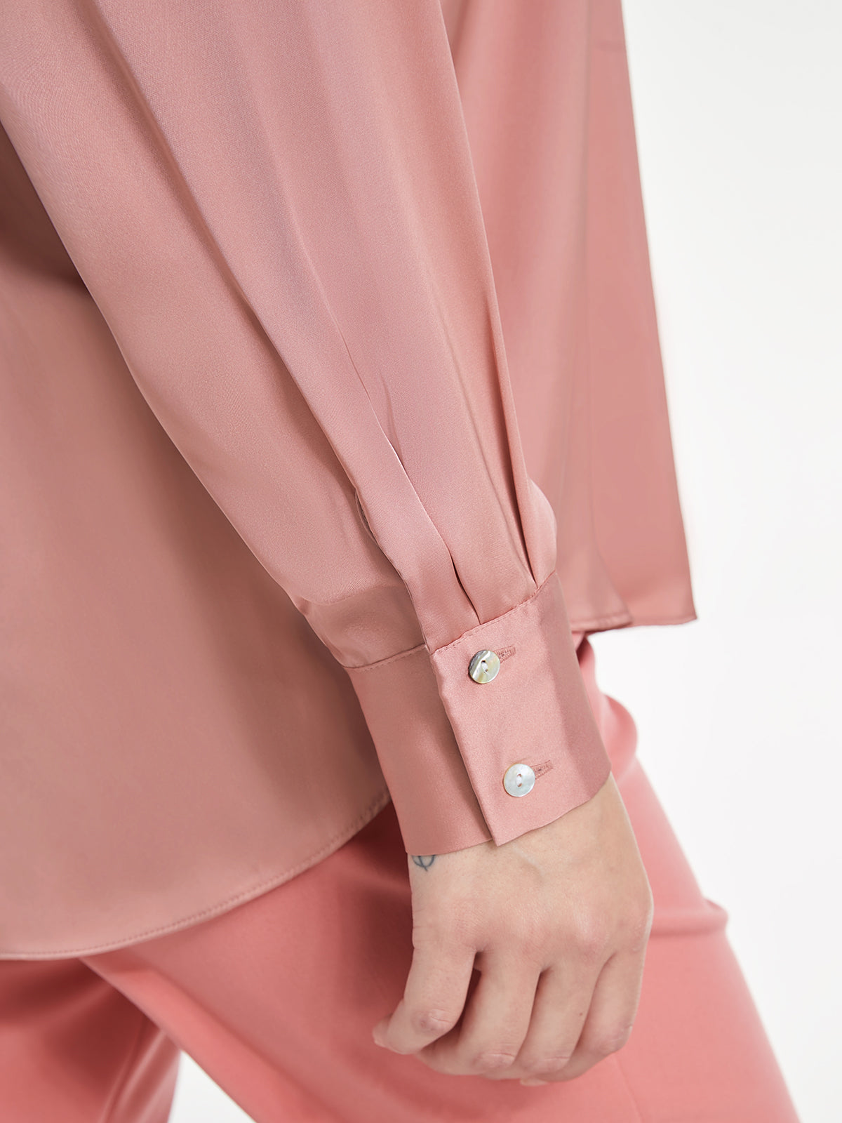 Thecomense - Satin Button Up Dress Shirt