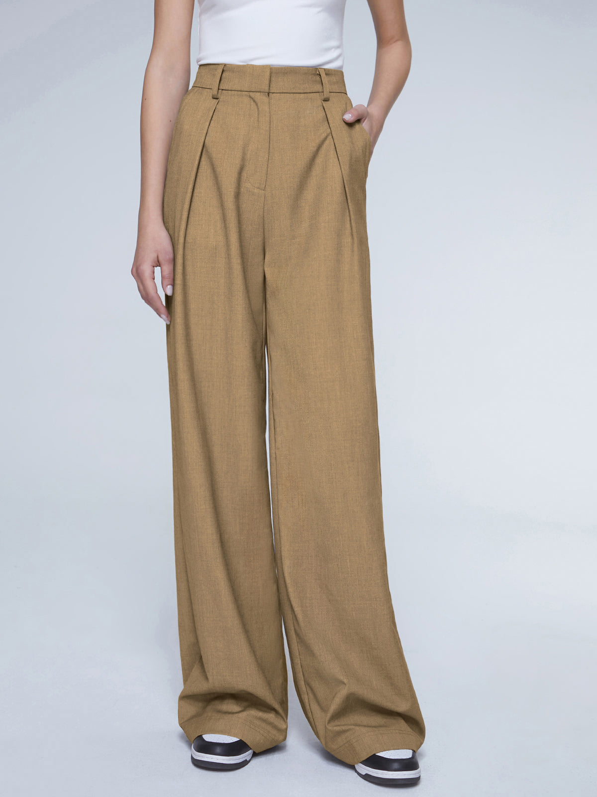 Thecomense - Oversized High Waisted Pleat Front Trousers