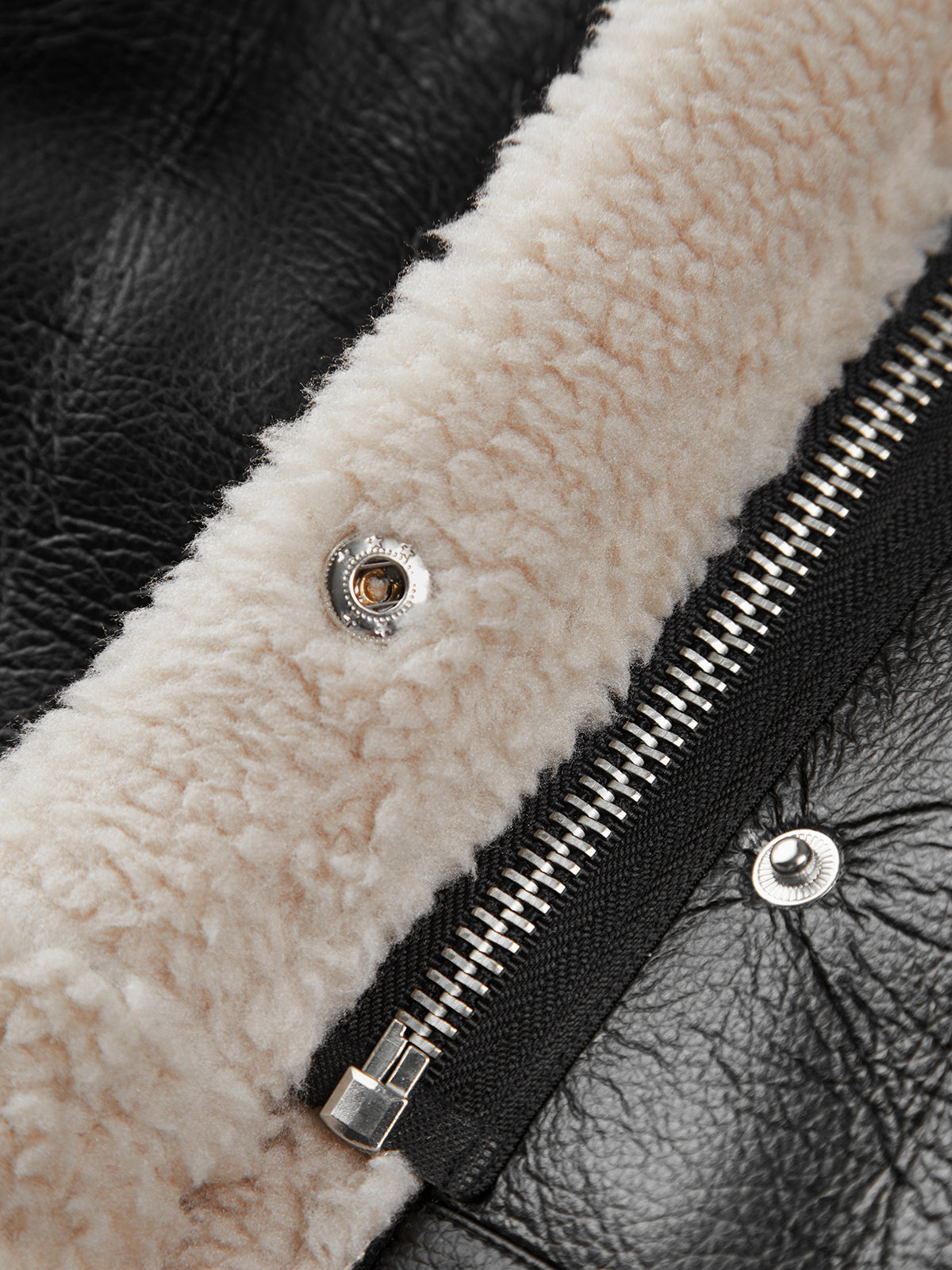 Thecomense - Sherpa Lined Shearling Leather Flight Jacket