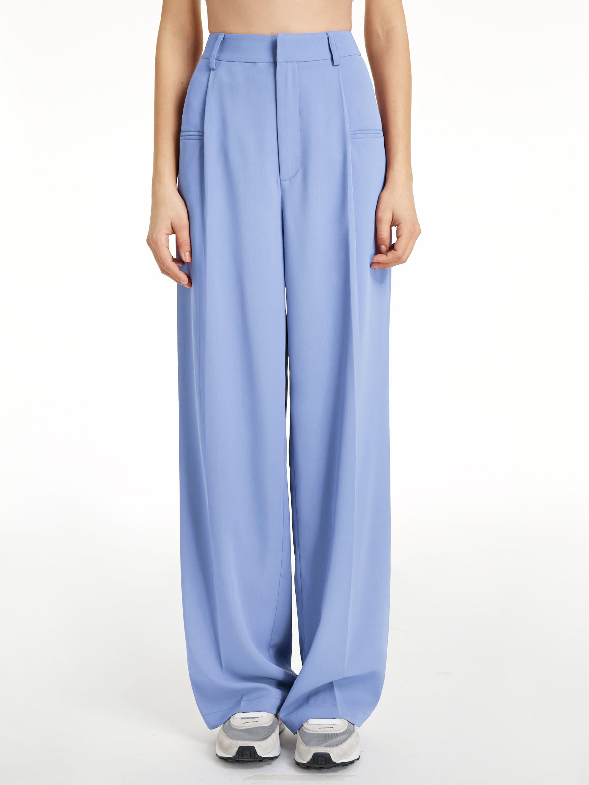 Thecomense - High Waisted Wide Leg Regular Fit Trousers