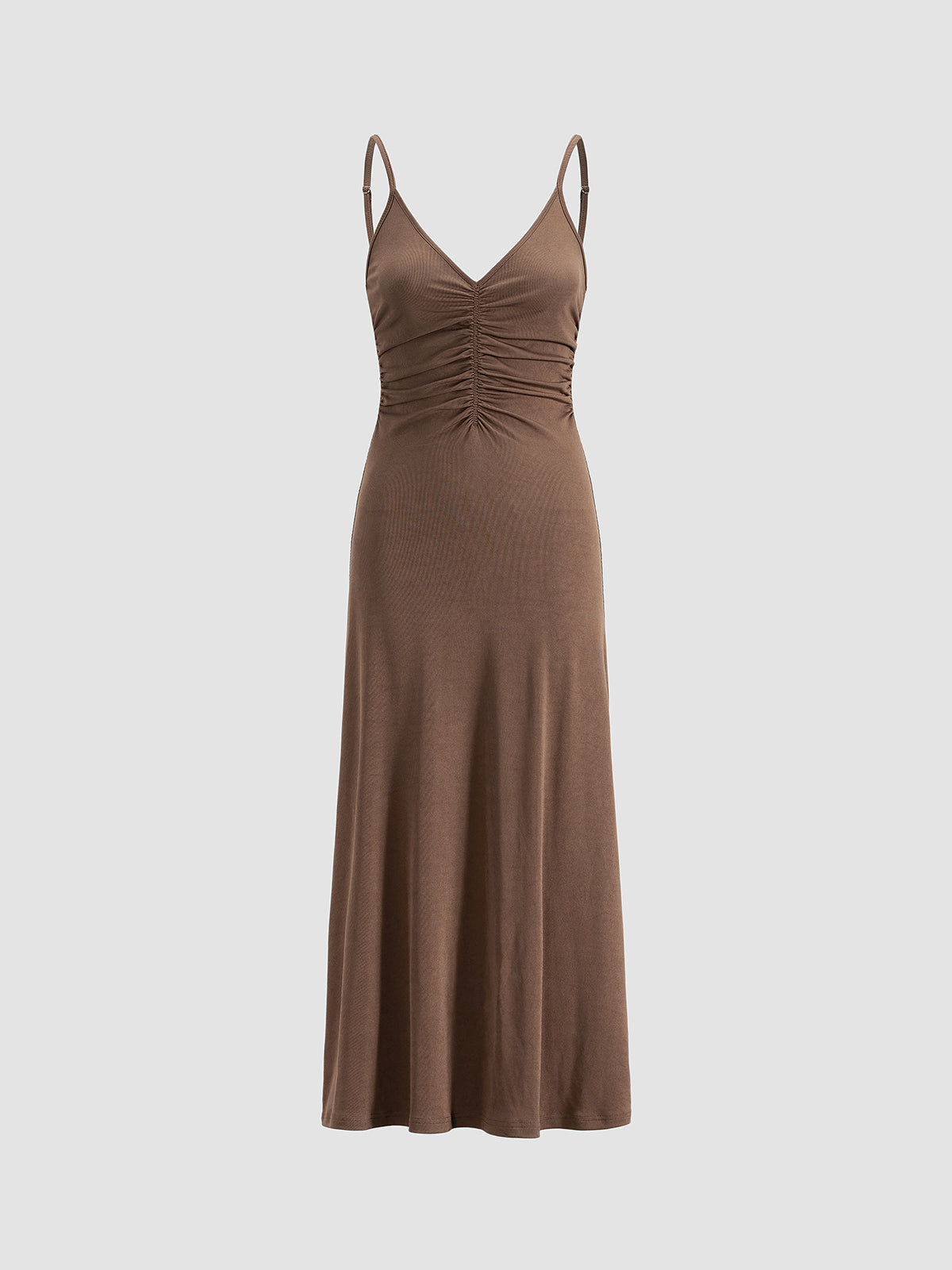 Thecomense - Solid Ruche Cami Maxi Dress