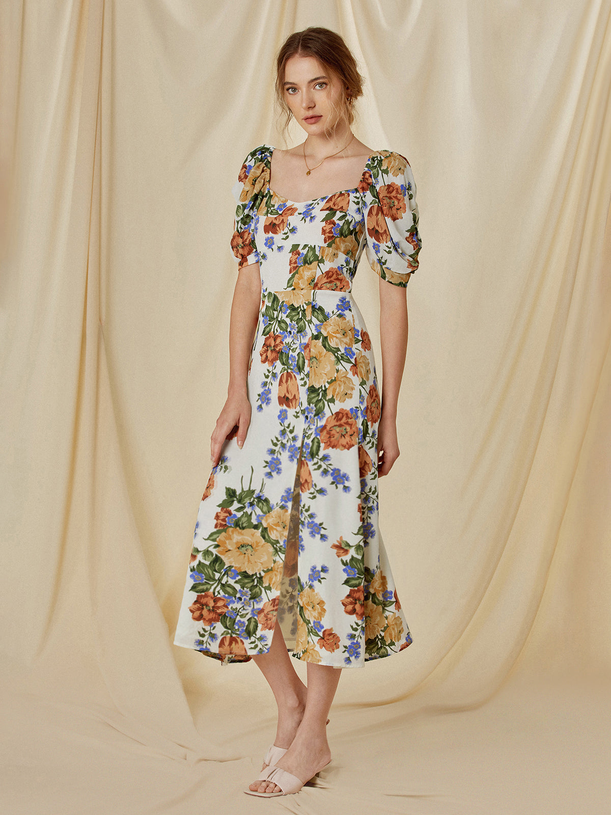Thecomense - Coachmen Floral Slit Dress