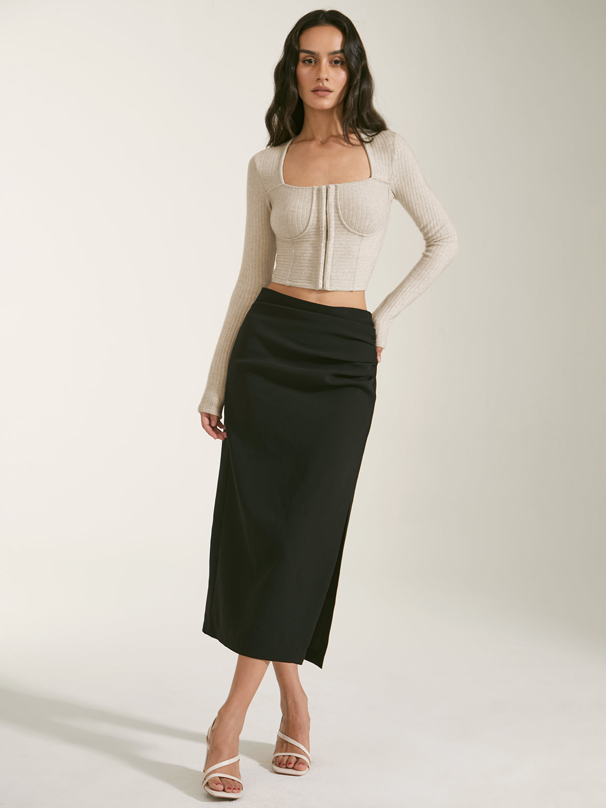 Thecomense - Street Essential - Square Neck Contour Corset Cardigan