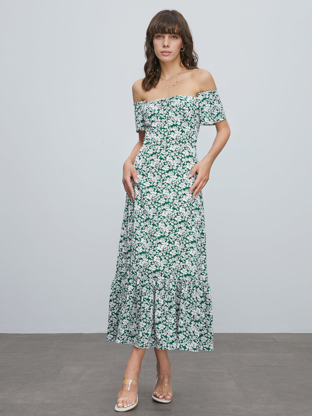 Thecomense - Off Shoulder Floral Long Dress