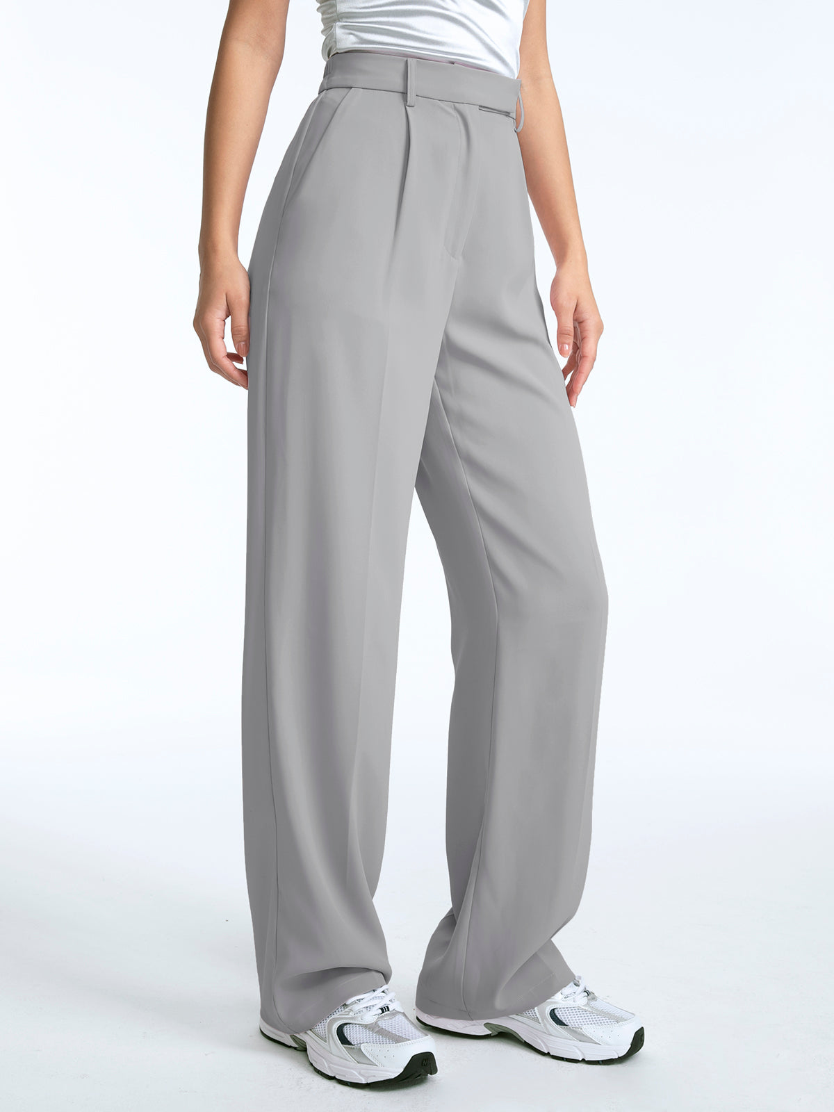 Thecomense - High Waisted Straight Leg Pleat Front Trousers