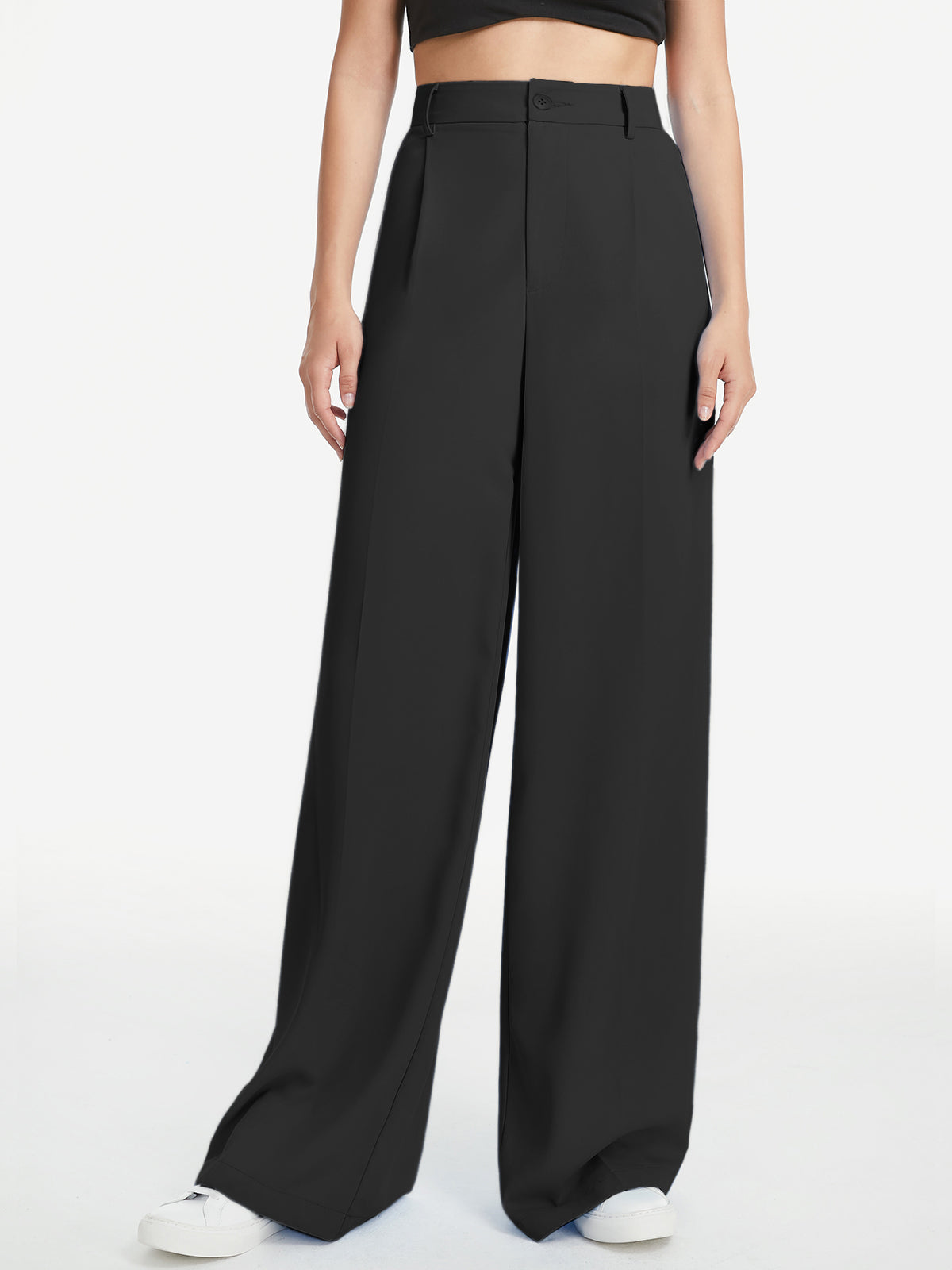 Thecomense - High Waisted Wide Leg Relaxed Fit Trousers