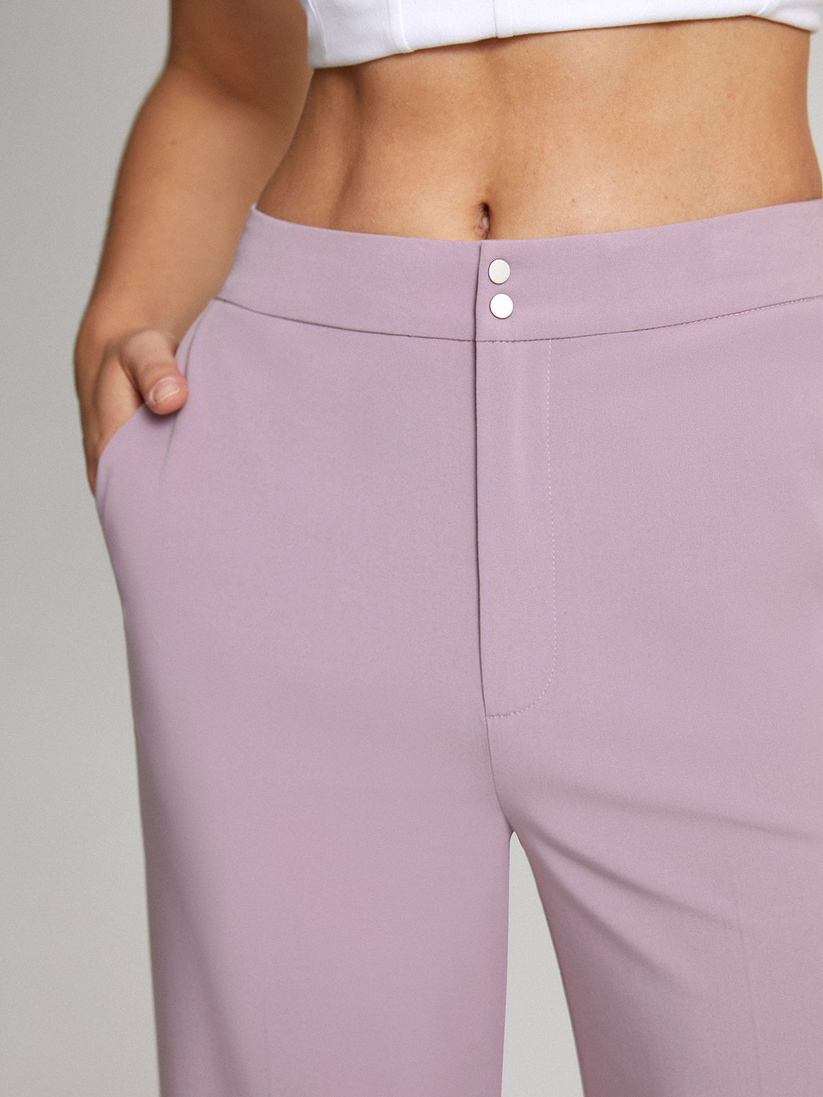 Thecomense - Mauve High Waisted Wide Leg Trousers