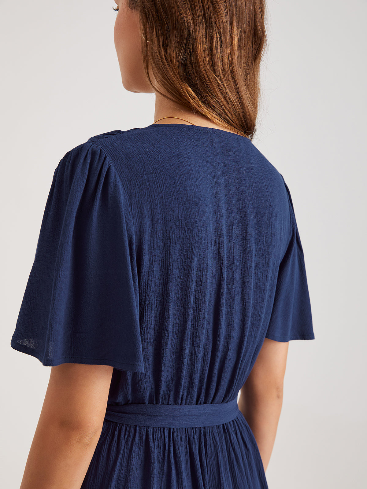 Thecomense - V-Neck Wrap Side Tie Midi Dress