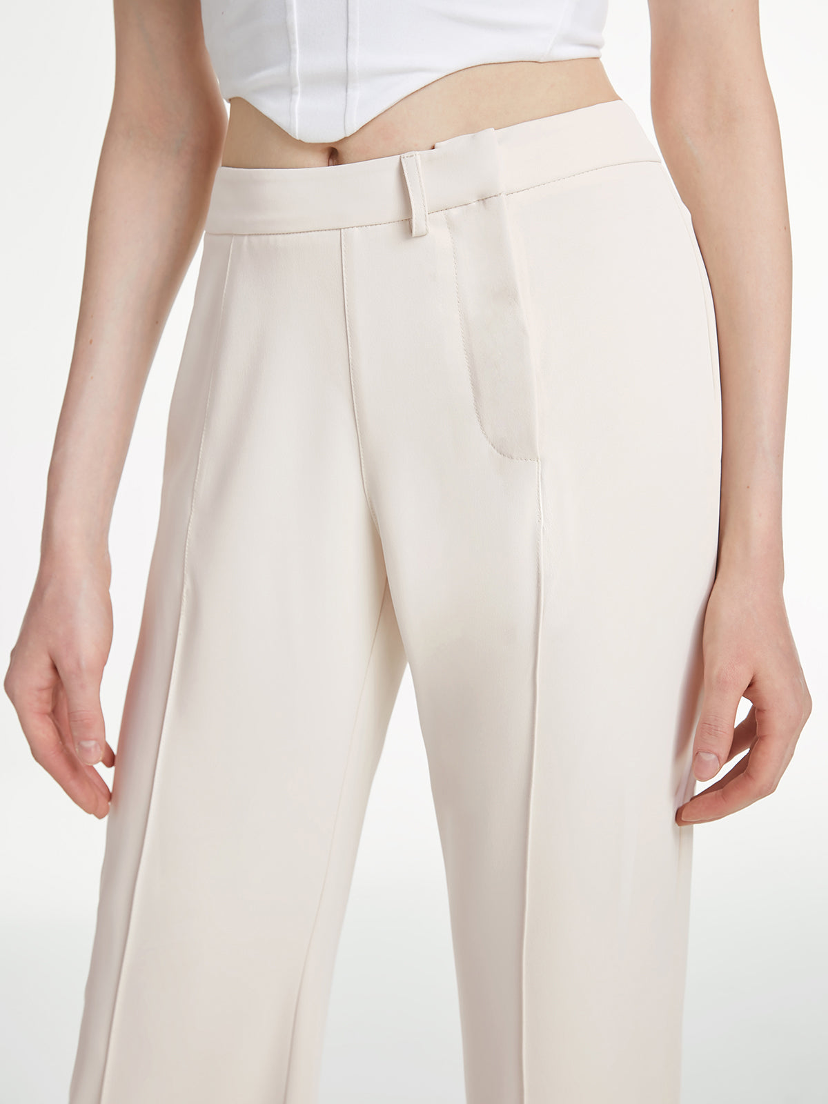 Thecomense - High Waisted Straight Leg Plain Trousers