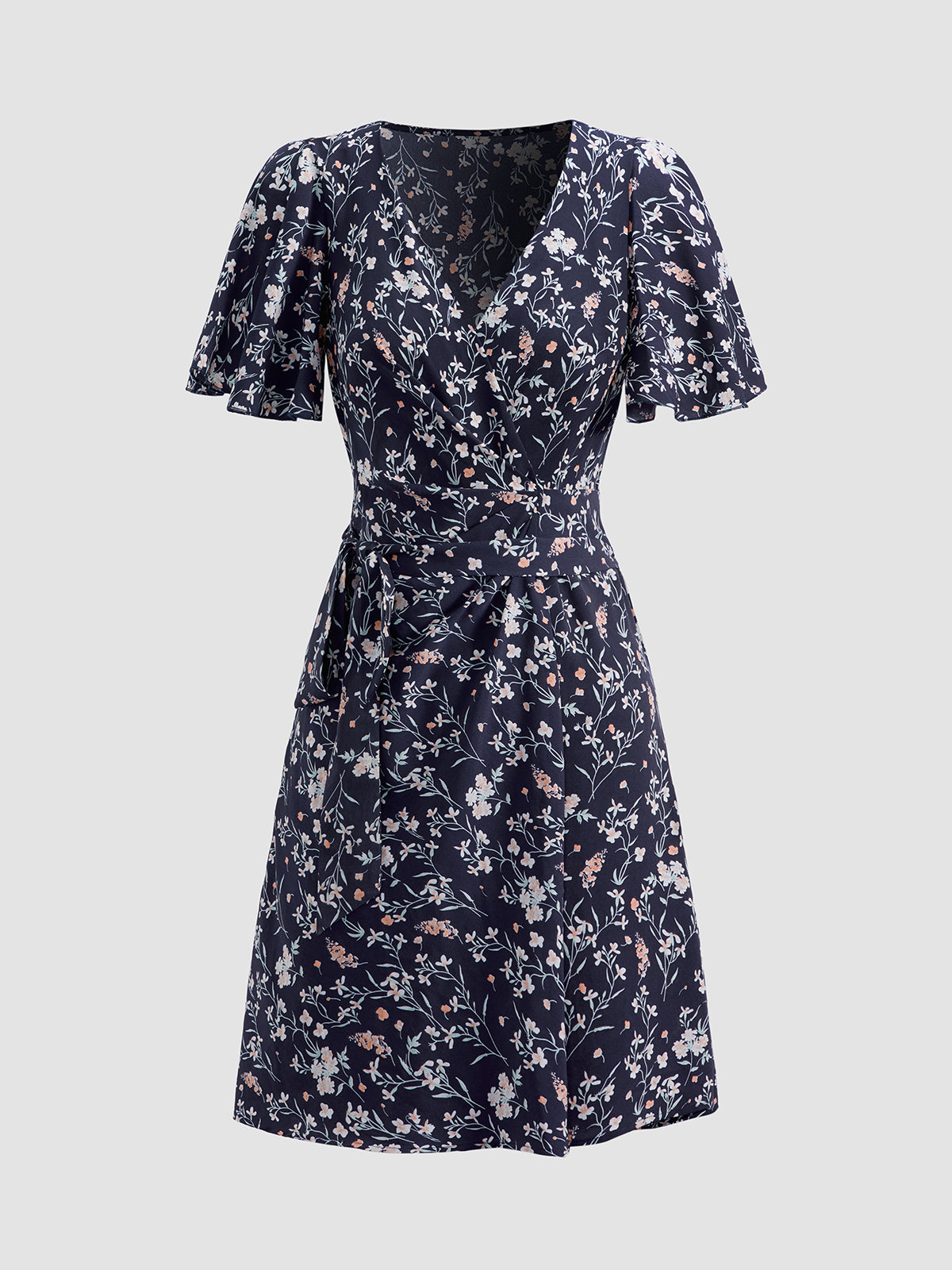 Thecomense - Short Sleeve Wrap Tie Dress