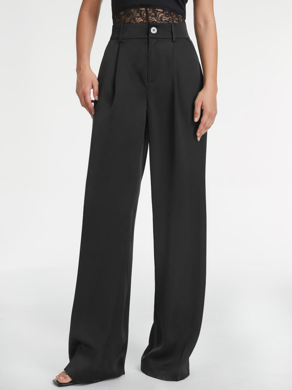 Thecomense - Gingham High Waisted Pleat Front Wide Leg Trousers